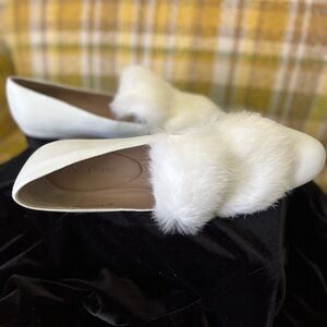 Donald J. Pliner White Faux Fur Flats